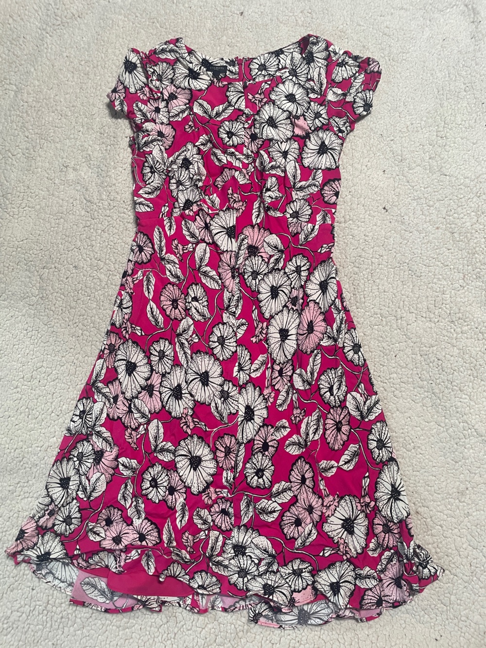 Pink Floral Cap-Sleeve Dress
